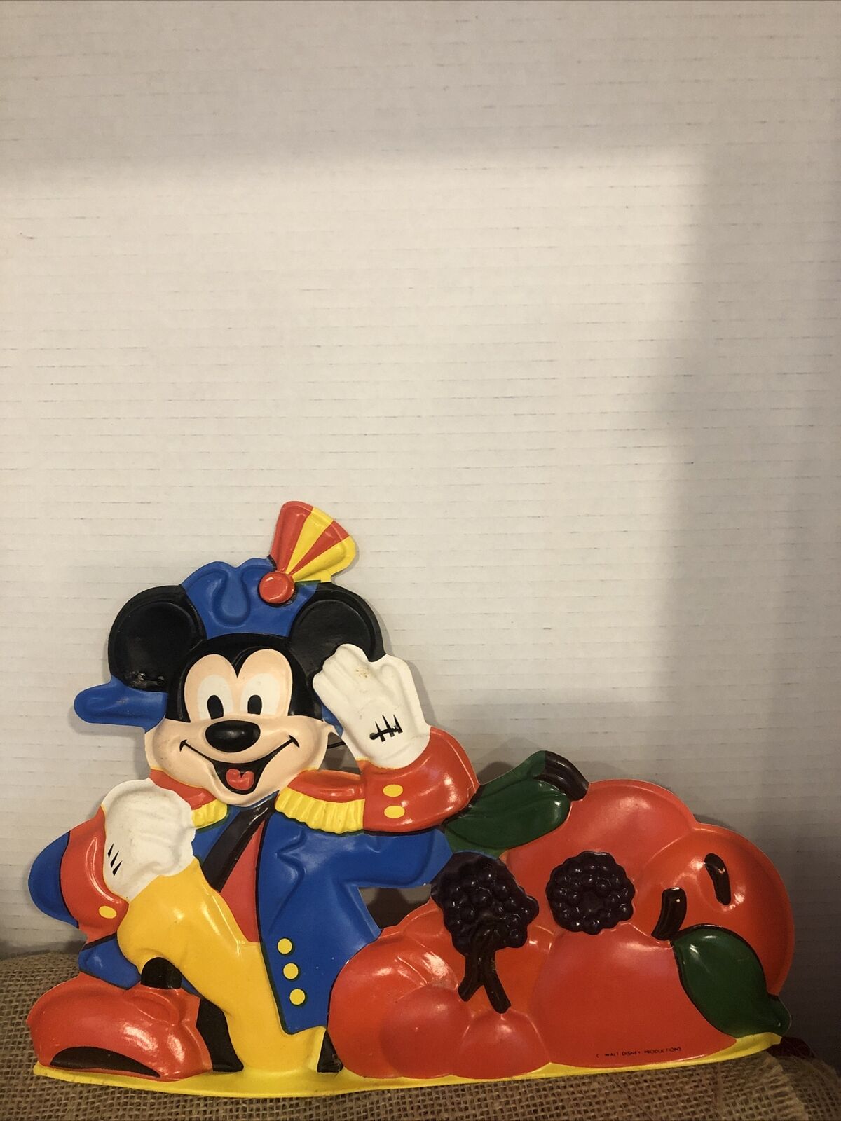 Vintage 1970's Mickey Mouse Walt Disney Productions 3D Plastic Sign **READ**