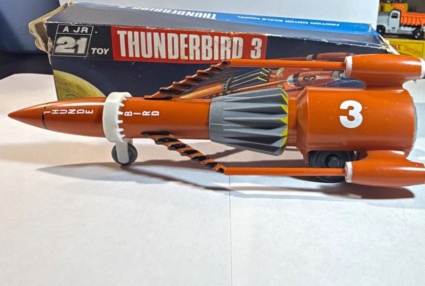 1965 A. JR 21 Toy Thunderbirds Thunderbird 3 Friction Motor Scale Model w/ Box