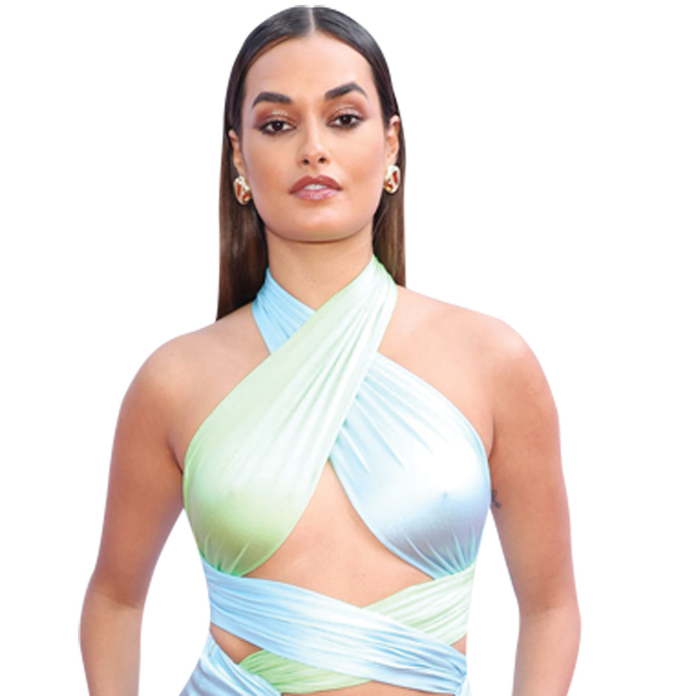 Gizele Oliveira (Blue Dress) Half Body Buddy Cutout