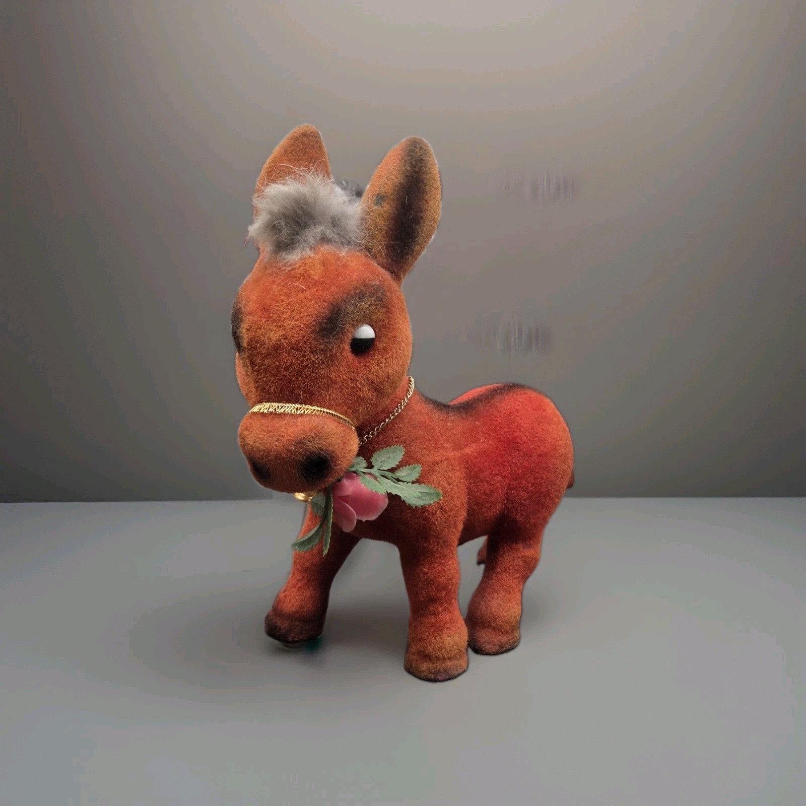Vintage Flocked Burro Donkey Bank 1950s