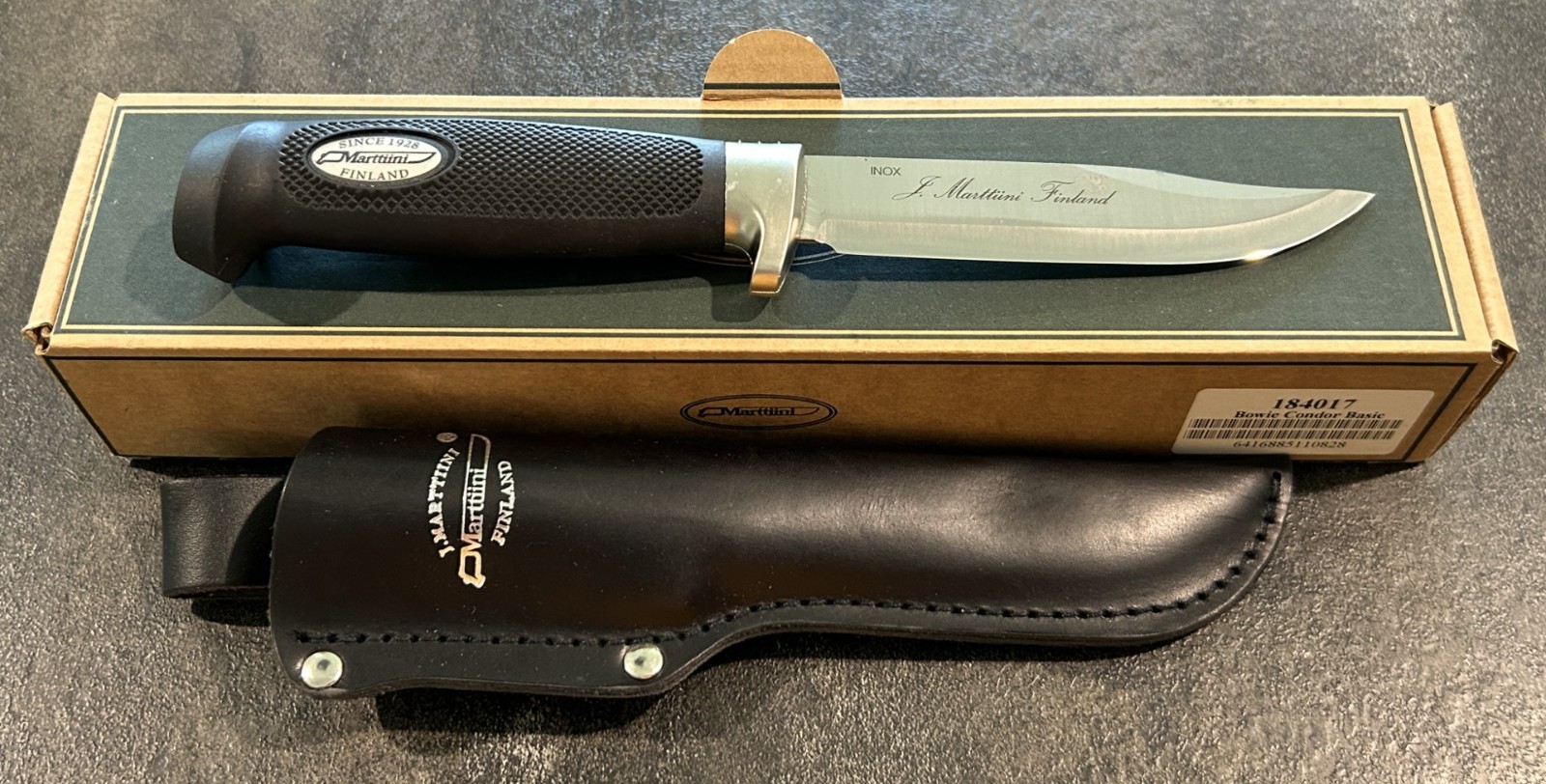Marttiini Bowie Condor Basic Fixed Blade Knife Finland 184017 Mint Box & Sheath