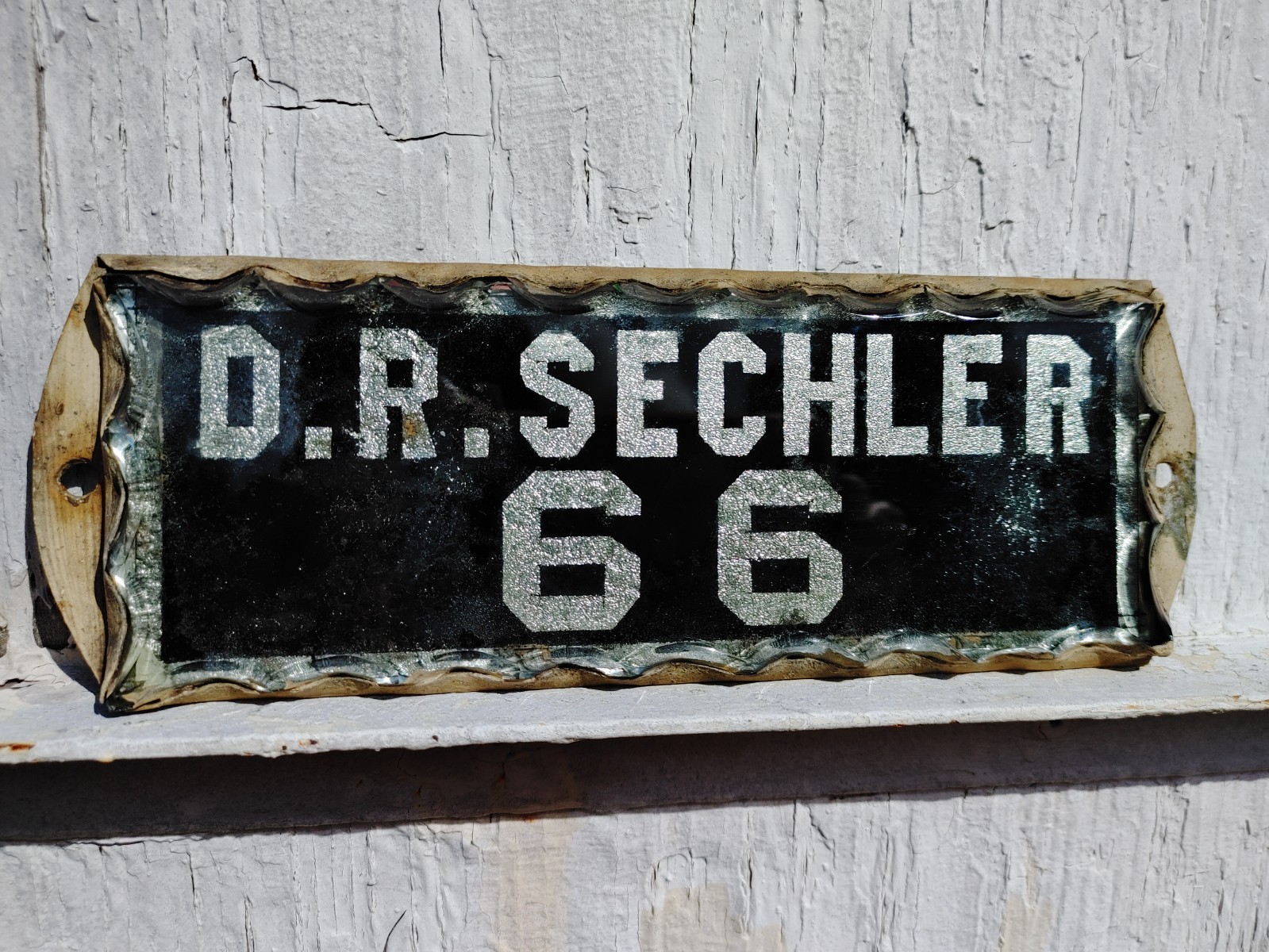 Vintage D.R. SECHLER 66 Reverse Painted Glass Plaque UNIONTOWN/FAIRCHANCE, PA