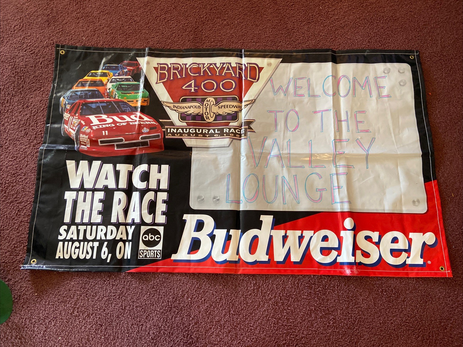 HUGE 5’x3’ Budweiser 1994 Inaugural Brickyard 400 Vinyl Banner Indianapolis ABC