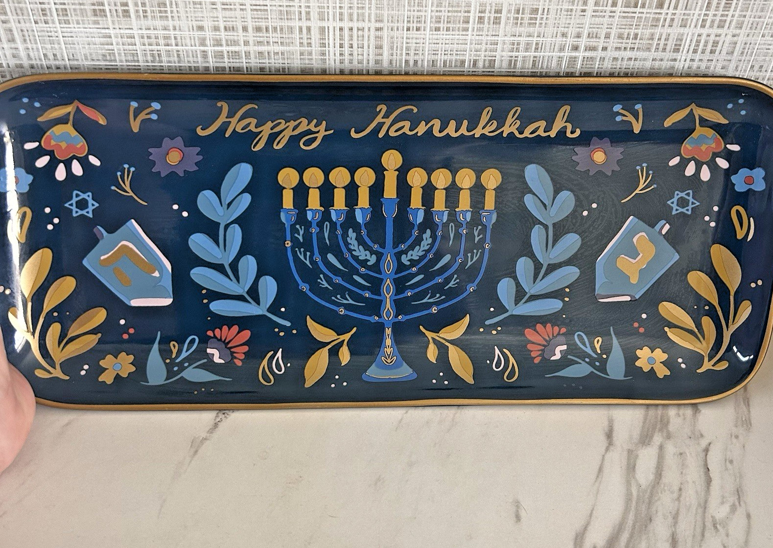 Happy Hanukkah Ceramic Treat Tray Holiday Platter 6\