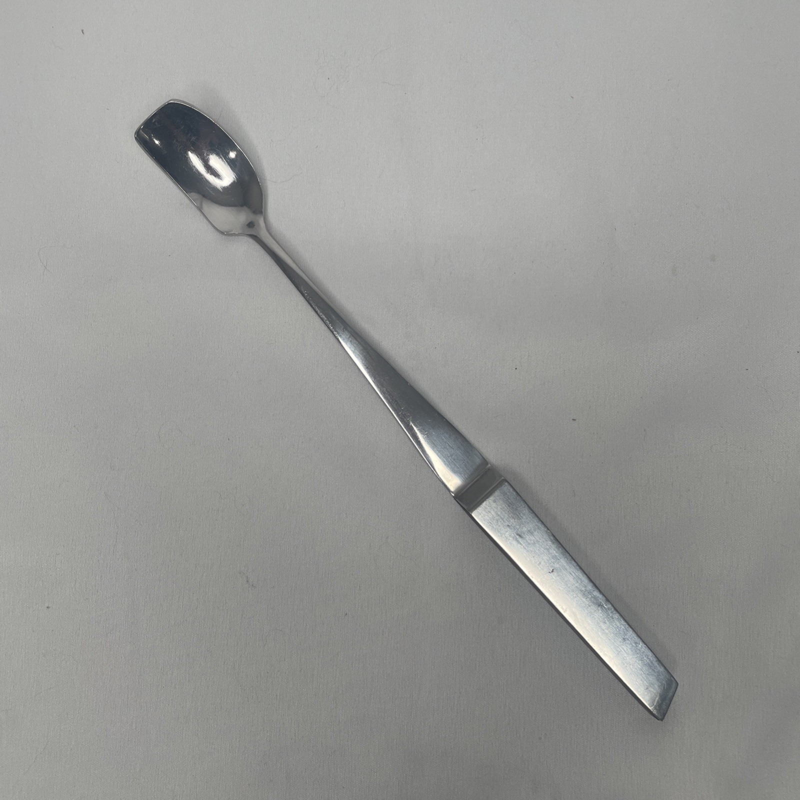 Vintage Mid Century Modern Stainless Barrett's Half Spoon w/Wooden Handle Japan Vintage Mid Century Modern Stainless Barrett's Half Spoon w/Wooden Handle Japan