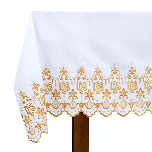 polyester IHS Altar Frontal Schiffli Embroidery Eucharistic Holy Church Decor