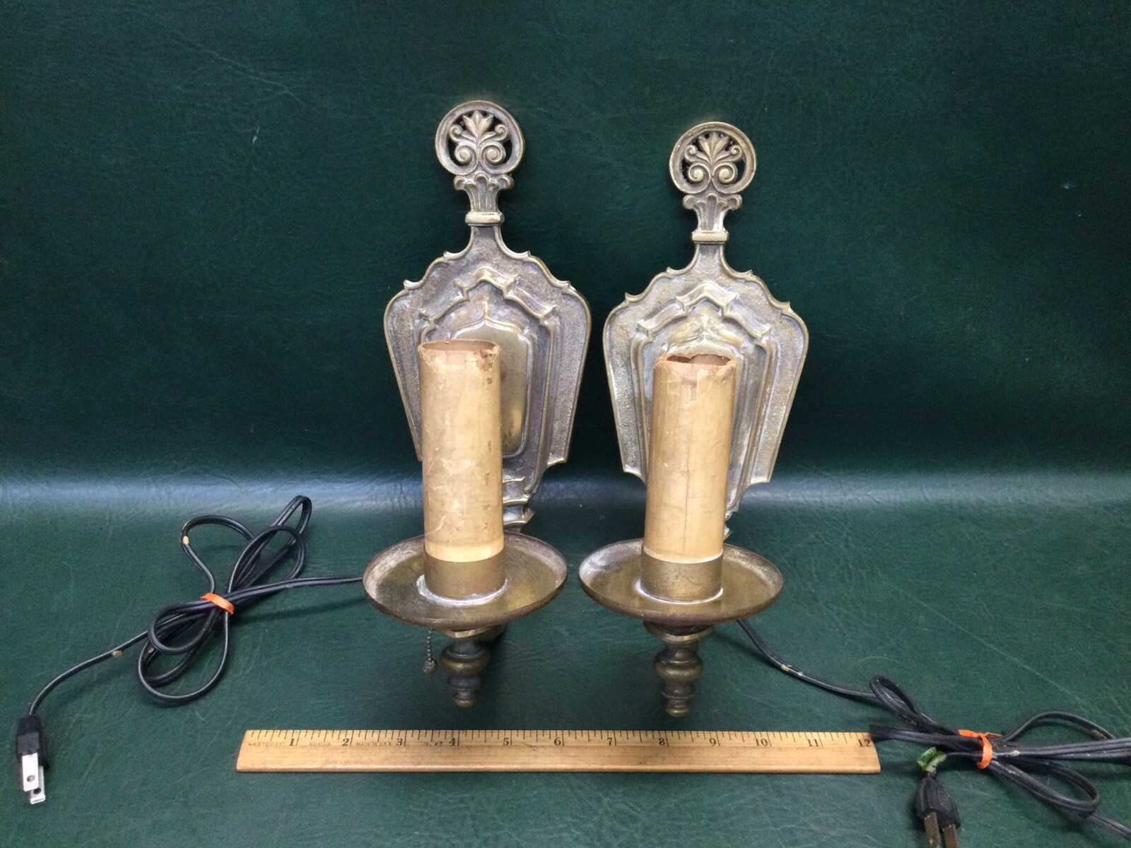 Fine Rare PR Antique THE MILLER Brass Wall Sconces Lamps Flight 8815 Art Deco