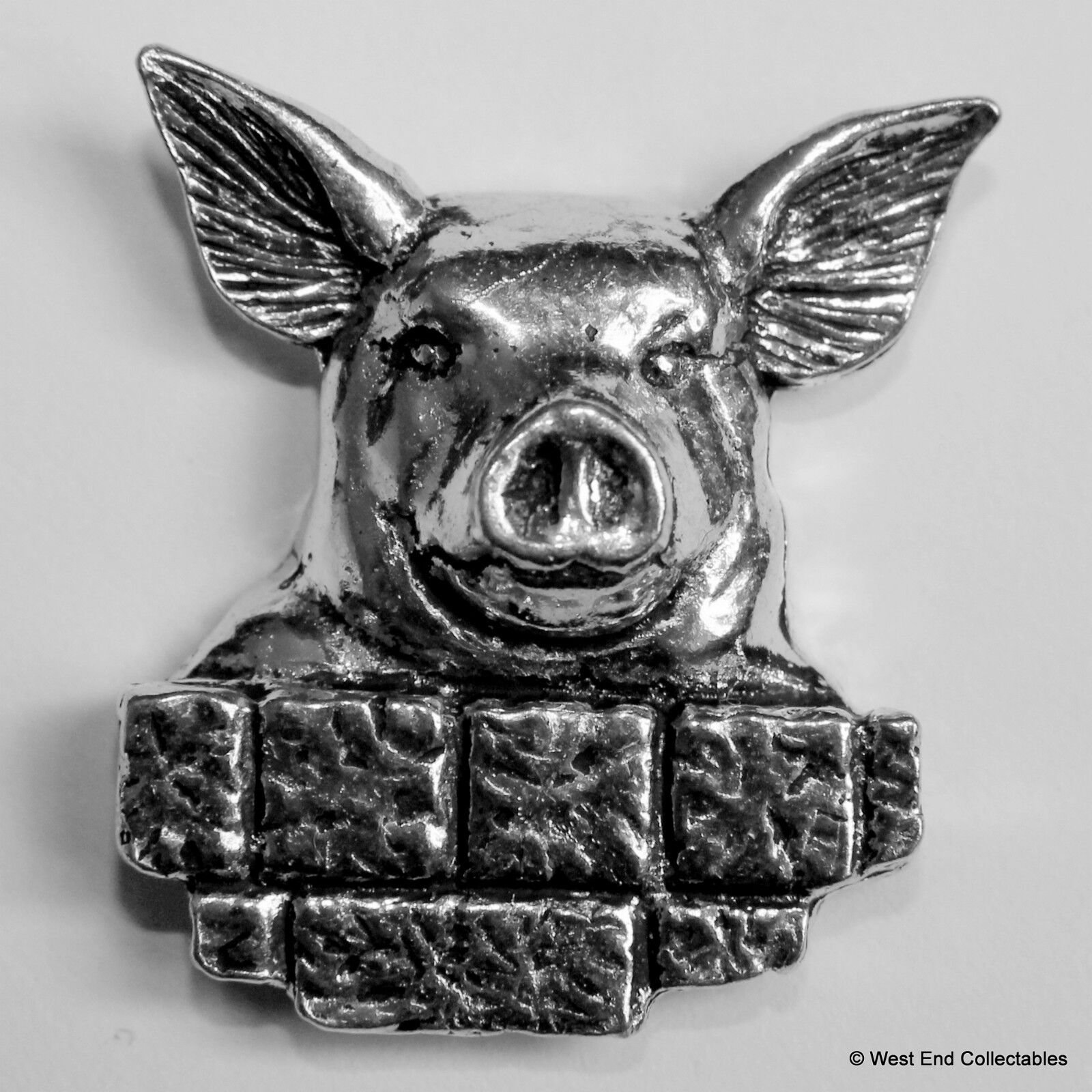 Pig in Sty Silver Pewter Brooch Gift Handmade in UK - Tamworth Farming 
