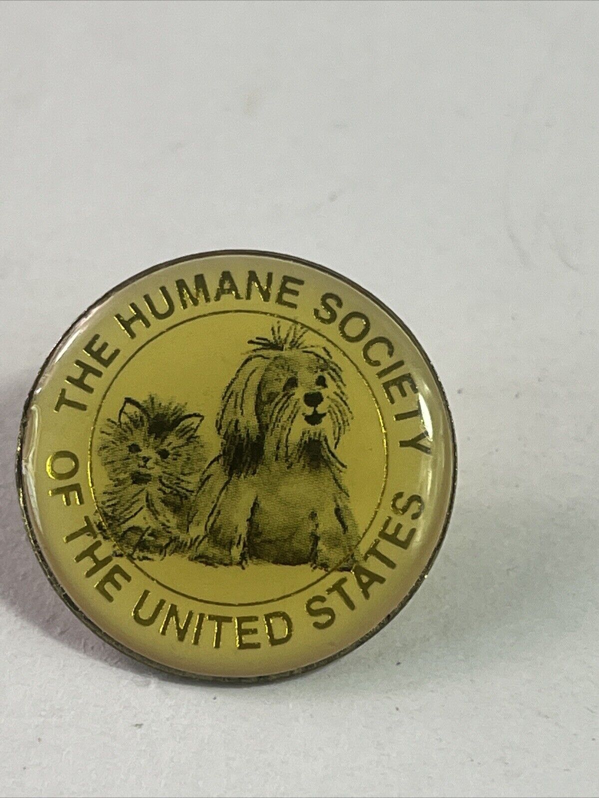 Vintage Humane Society Lapel Pin Enamel Hat Pet Adoption Dog Kitten Puppy.