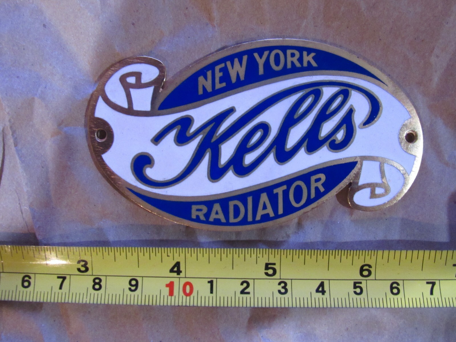 1900\'s? Kells New York Rare Blue Vintage Radiator Emblem Badge Reproduction Car