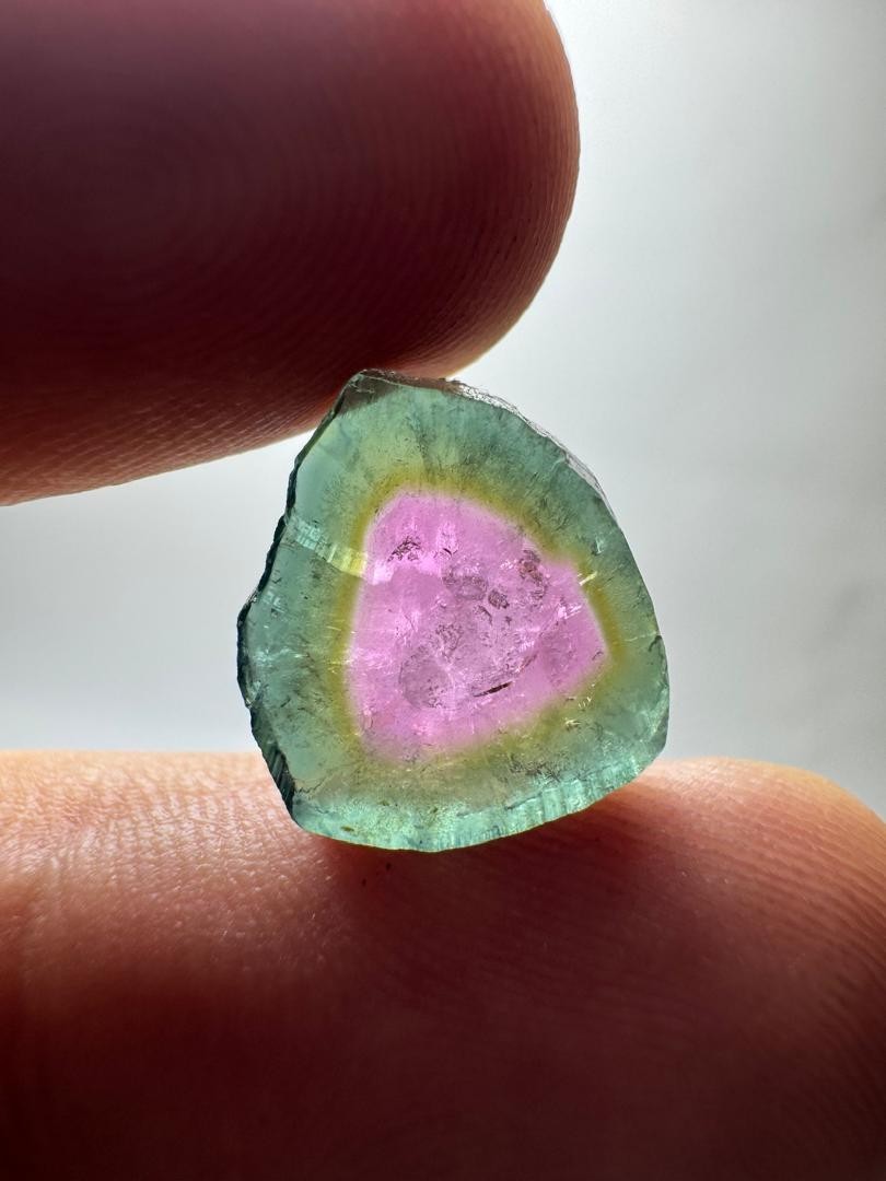 8-Carats Polished Watermelon Tourmaline Slice from Brazil