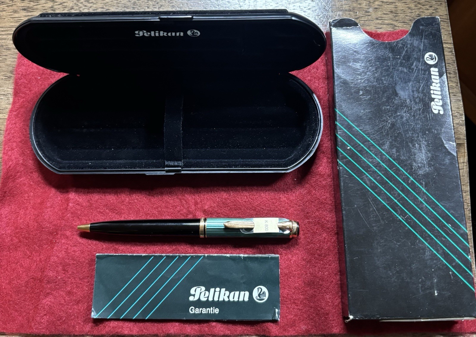 Pelikan K800 Ballpoint Pen - Black /Green, Gold Trim Marked West Germany