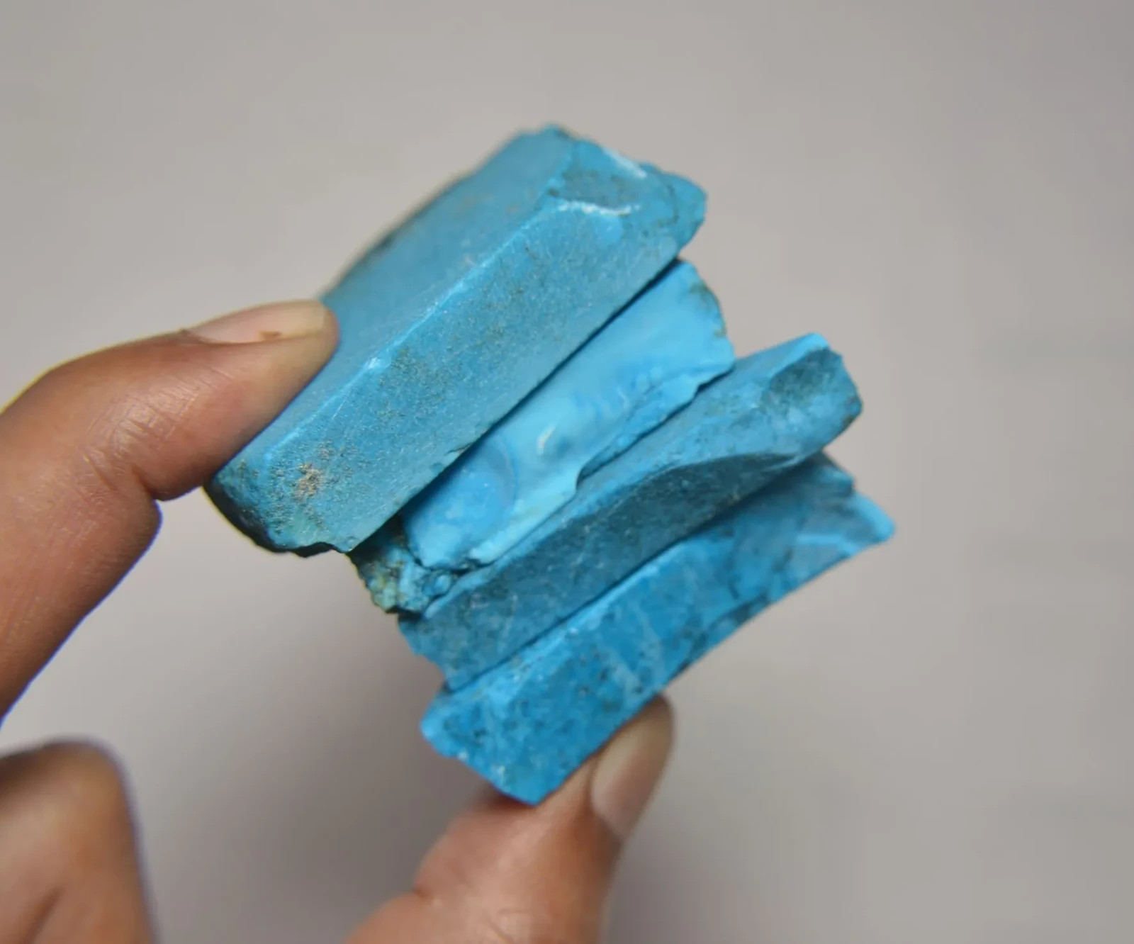 Bold Natural Gradual Turquoise Slice Rough Stone Lapidary Specimen 1-3 inch 1 pc