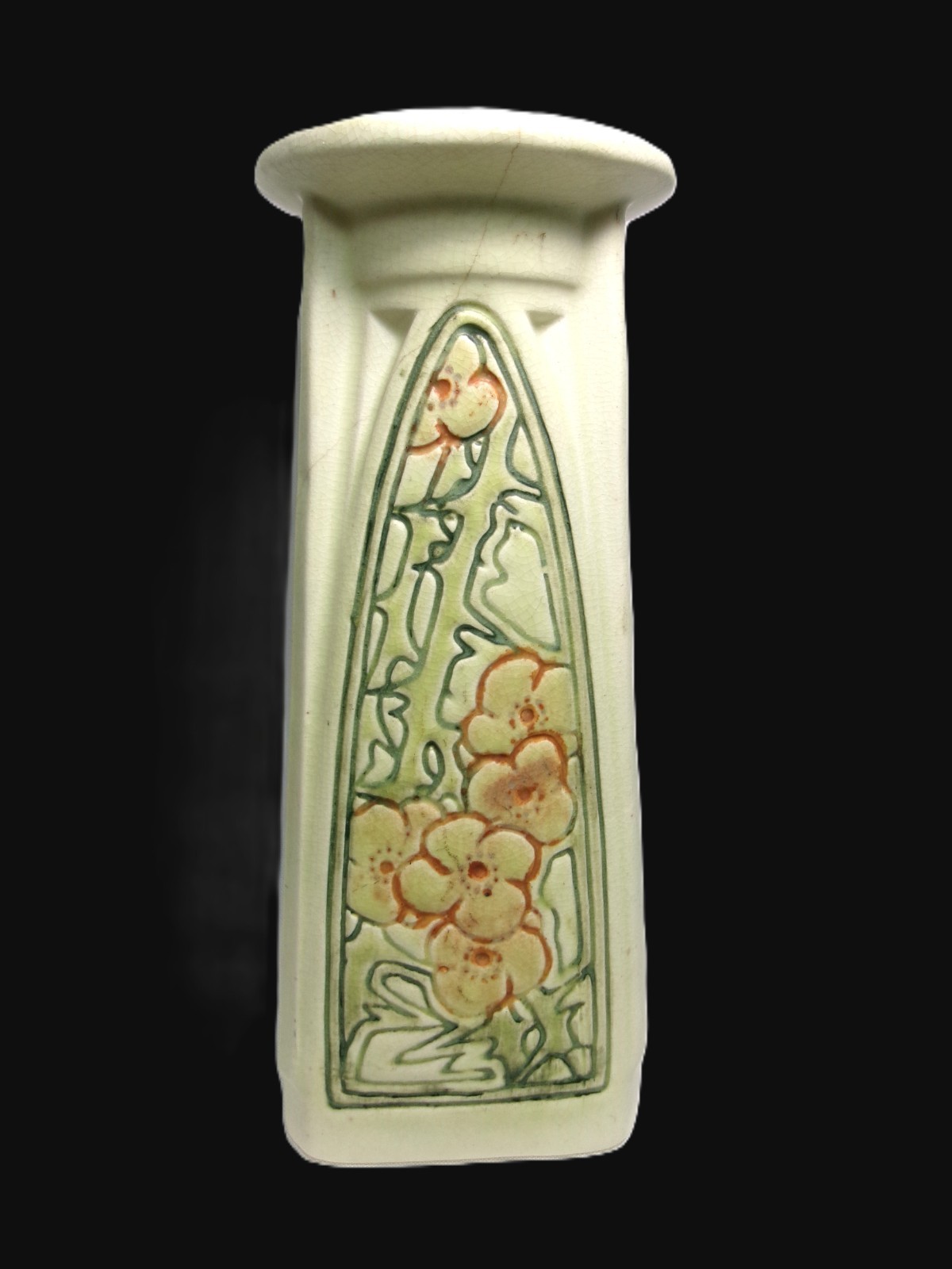 Tall 9” Striking WELLER Art Pottery Antique Hand Painted Roma-Style Vase