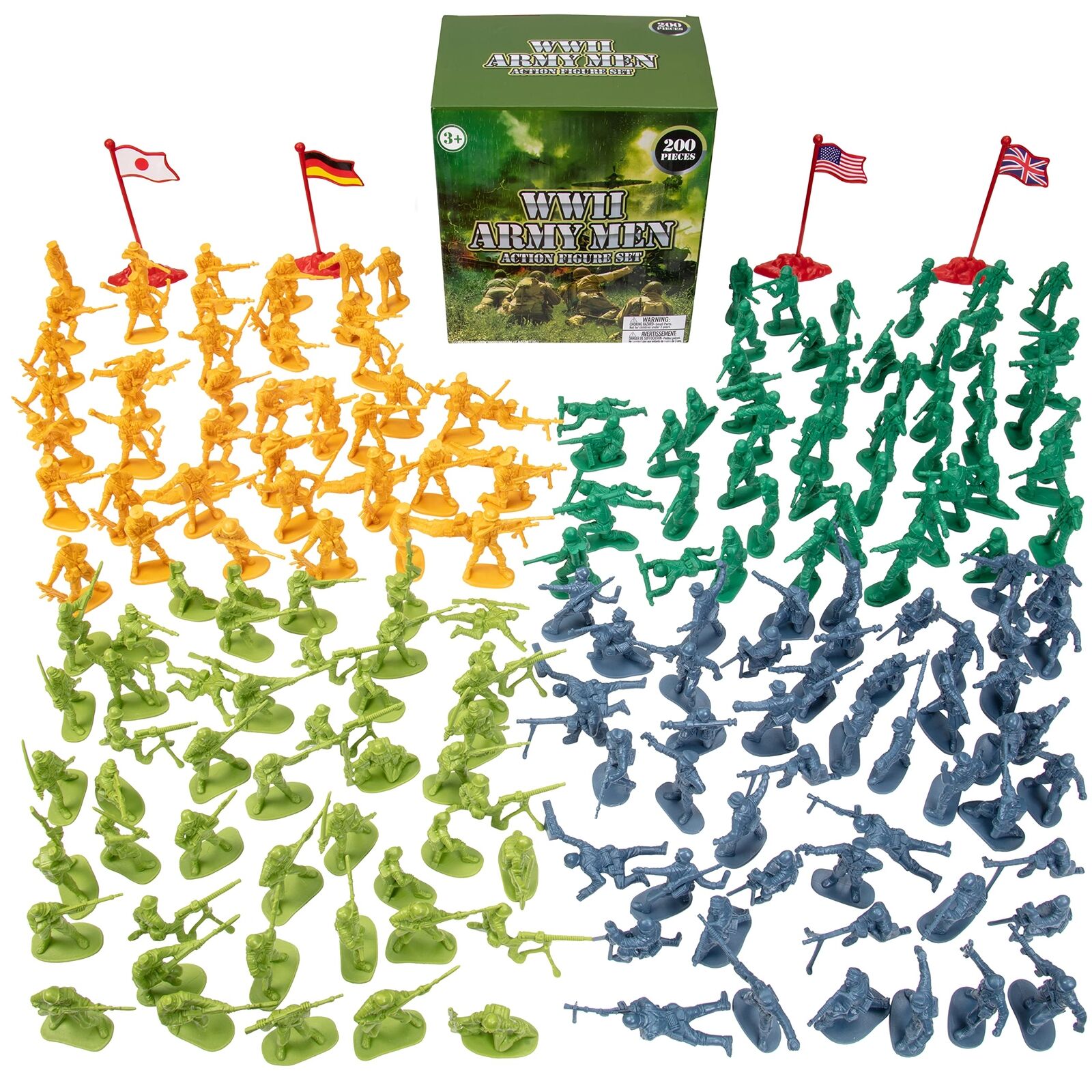 SCS DIRECT 200 -piece set of Army soldiers Big Bucket Army Meme Action Figure so