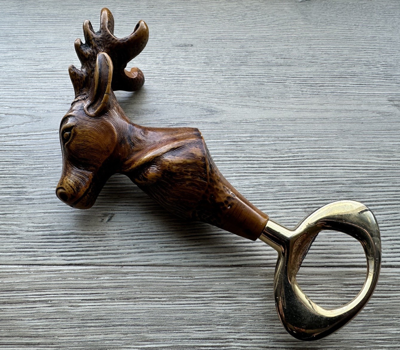 COMOY\'S OF LONDON CARVED WOOD DEER ELK MOOSE BOTTLE OPENER MADE IN ITALY Wooden