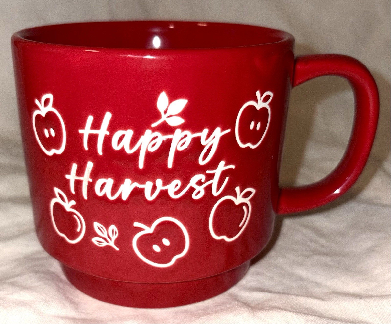 HAPPY HARVEST RED   Coffee Cocoa Mug  Autumn Fall THANKSGIVING