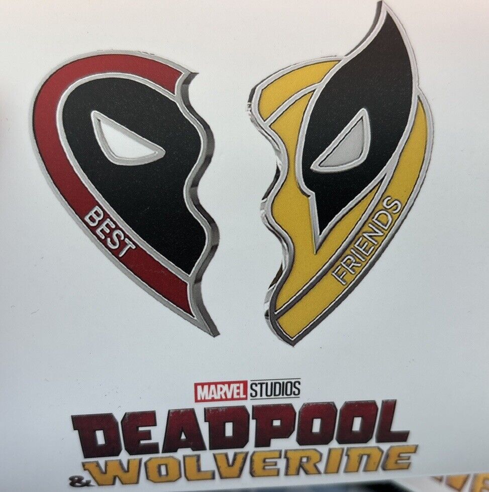 Deadpool and Wolverine Best Friends Heart 2 Enamel Pin Set NIB