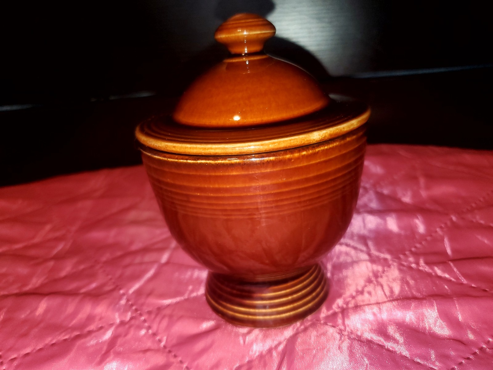 Vintage Sheffield Amberstone Sugar bowl with Lid. Homer Laughlin Fiesta