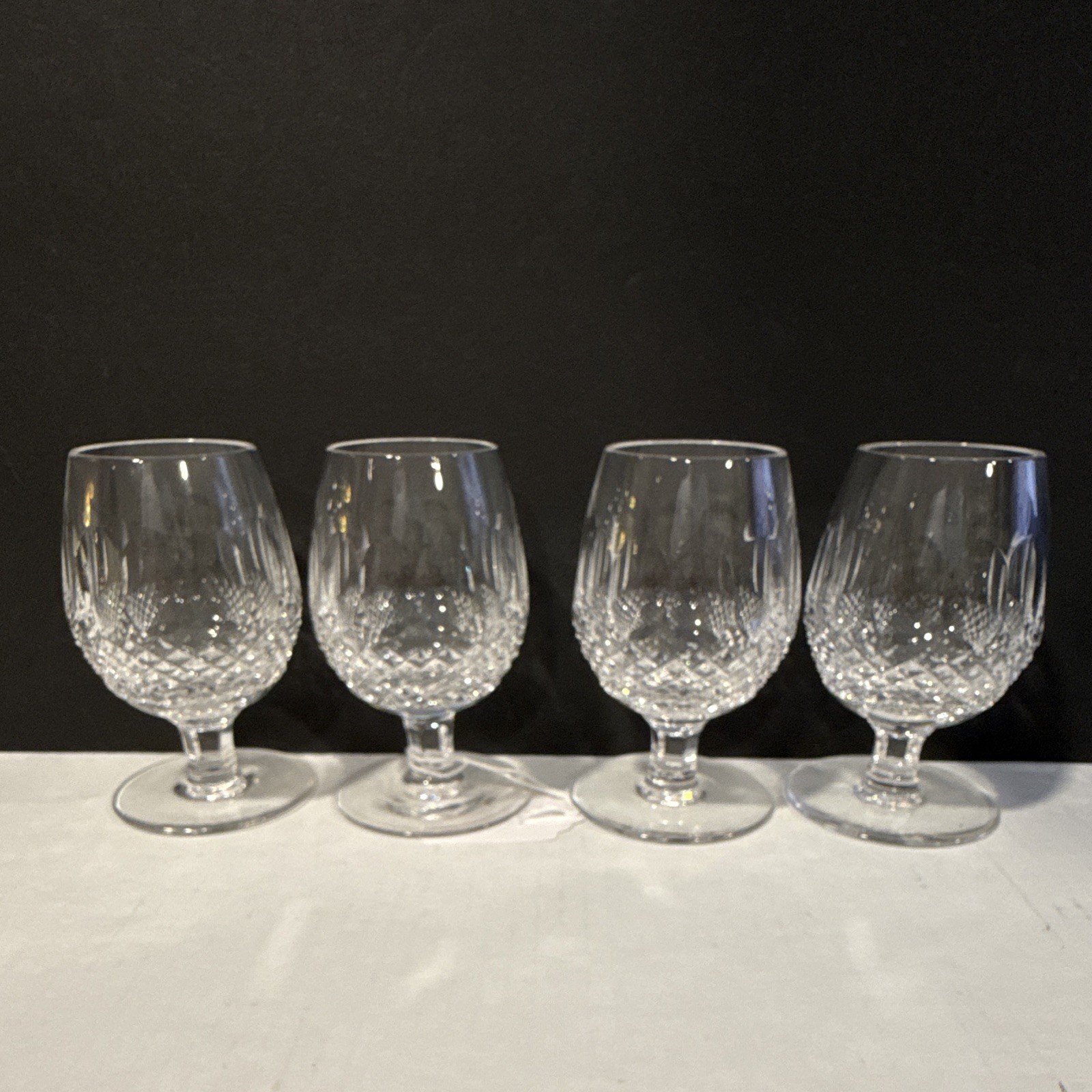 4 RARE Waterford Crystal Colleen Short Stem Small Cut Cognac or Brandy 4 1/2”