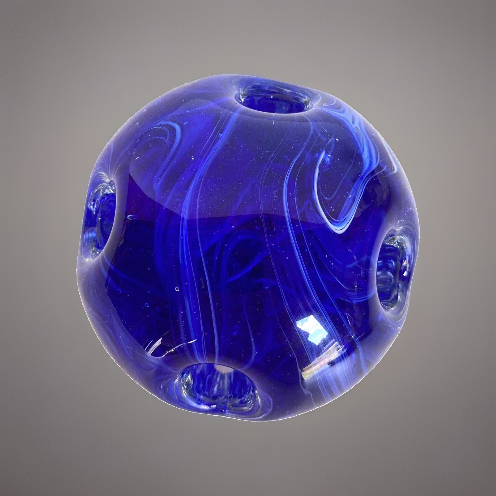 Vintage Gentile Glass Blue Glass Paperweight - Pen/Pencil Holder, 3-1/2\ Vintage Gentile Glass Blue Glass Paperweight - Pen/Pencil Holder, 3-1/2\