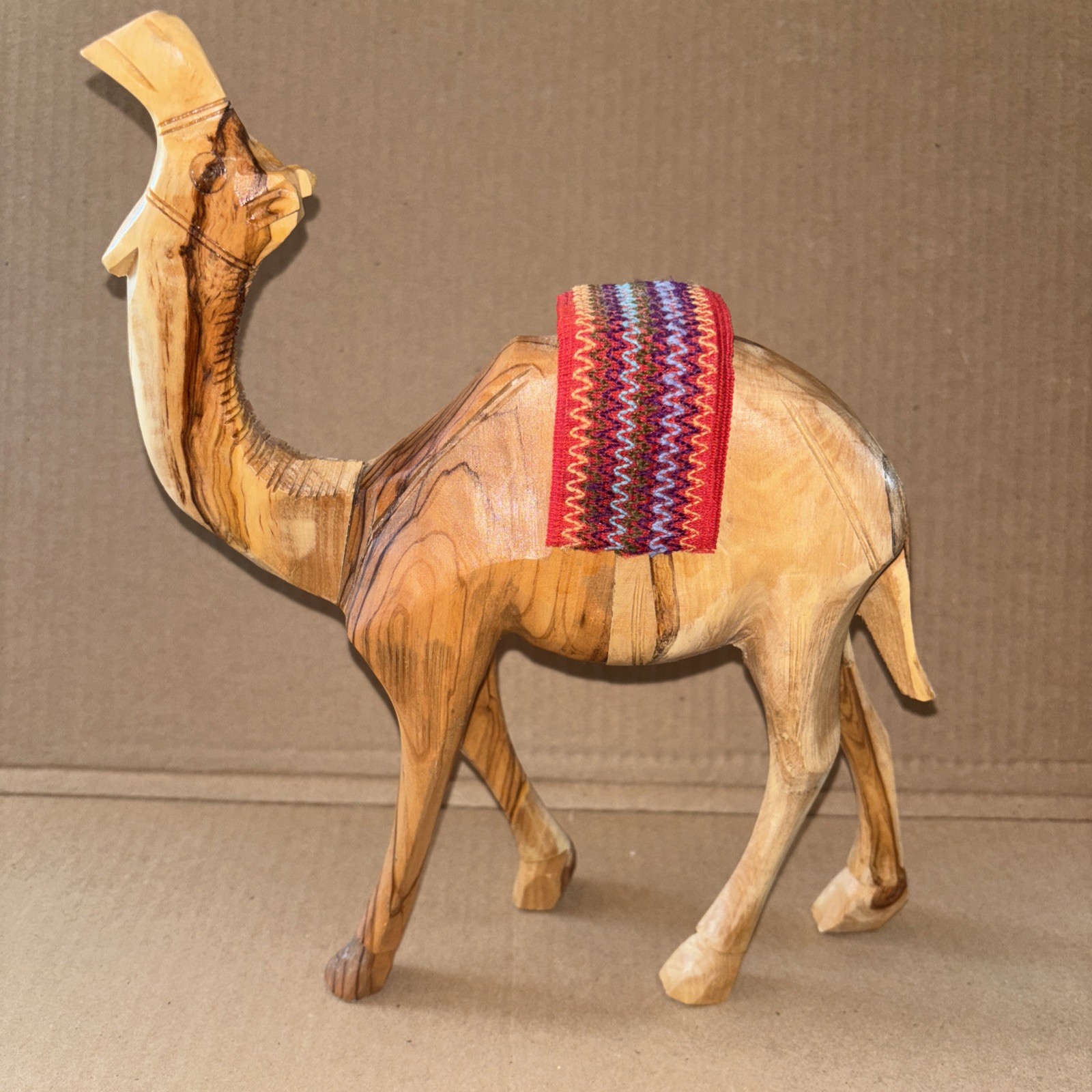 Hand Carved Wooden Camel Figurine Sculpture Olive Wood 10\