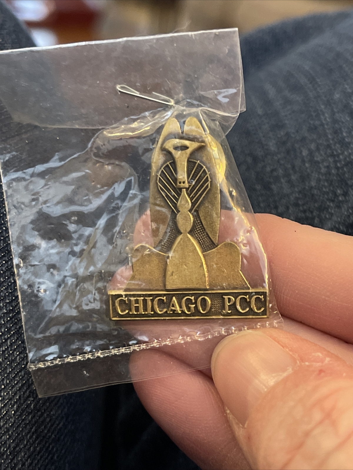 Vintage Chicago PCC Gold Tone Enamel Lapel Pin (GW14)