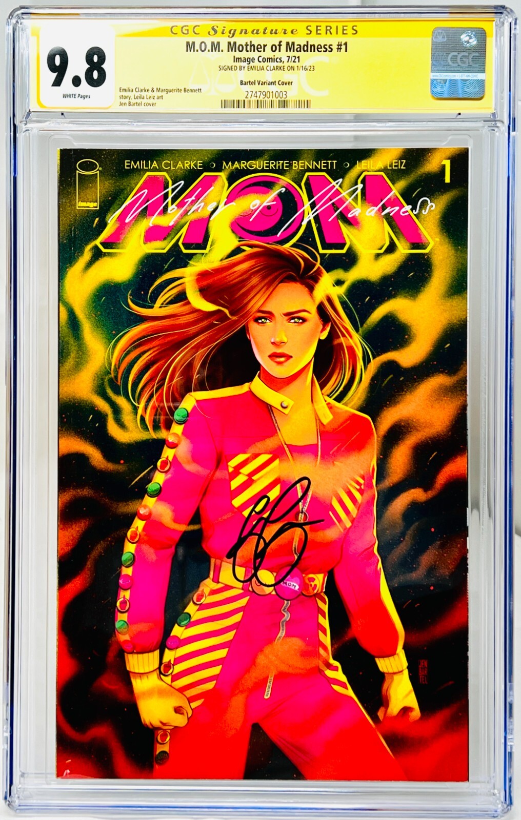 CGC SS Graded 9.8 M.O.M. Mother of Madness #1 Emilia Clarke Auto Bartel Variant