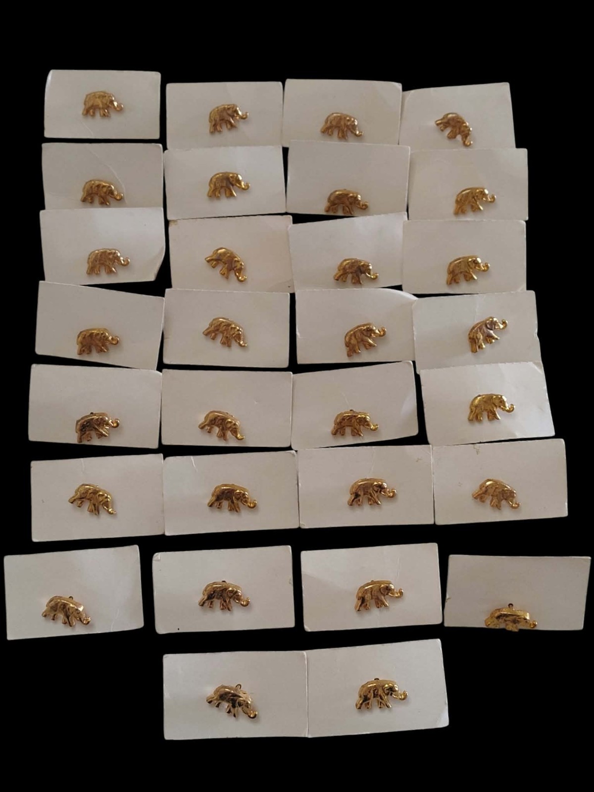 Vintage GOP Republican Elephant Pins Lot of 30 Gold Tone NOS Original Cards