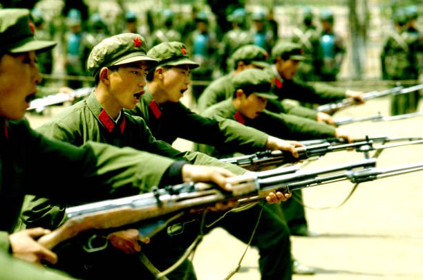 Some Chinese soldiers take up arms an exercise Nanjing Nanjing China Old Photo