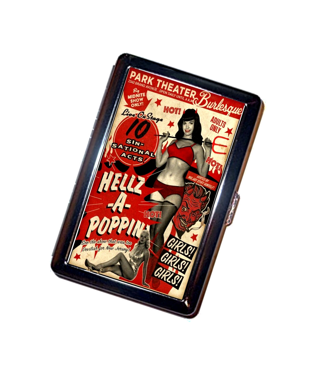 Bettie Page Burlesque pinup Cigarette Case vintage Handmade Metal Wallet