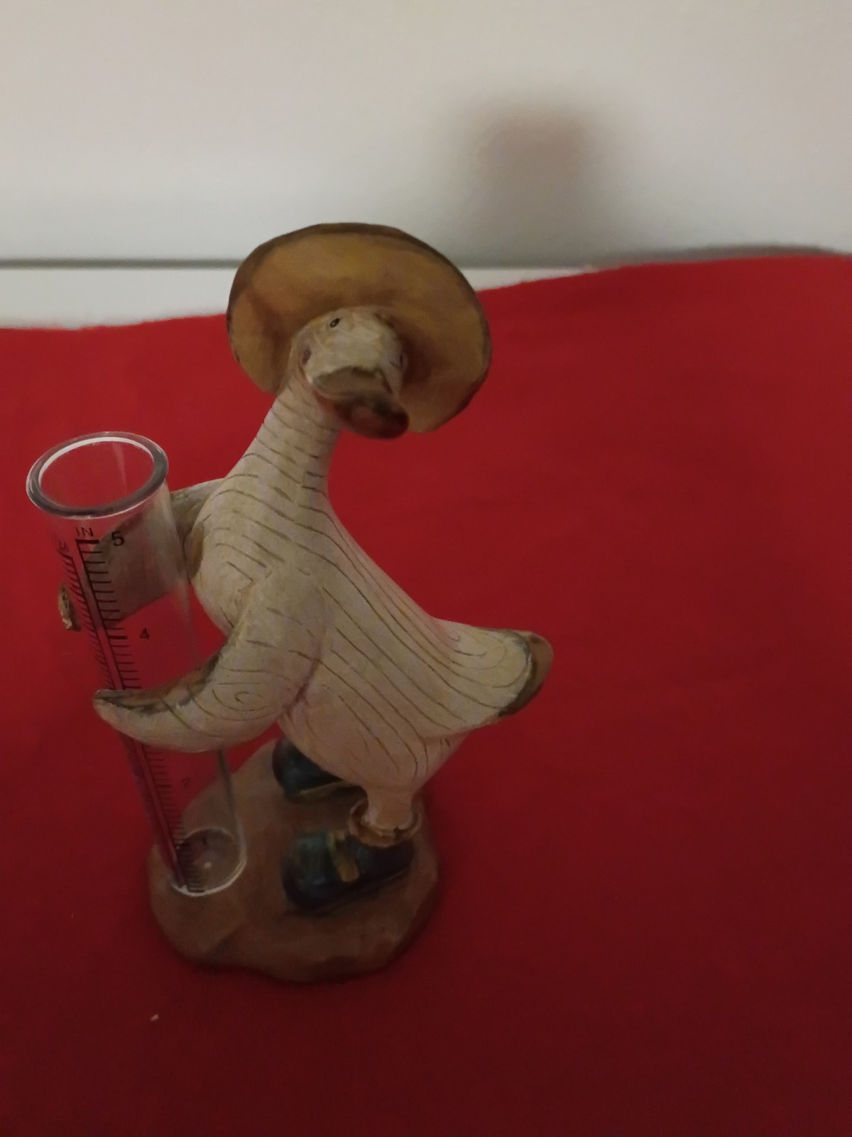 Vintage TII Collections Resin Duck Rain Gauge Figurine Faux Wood Garden Decor