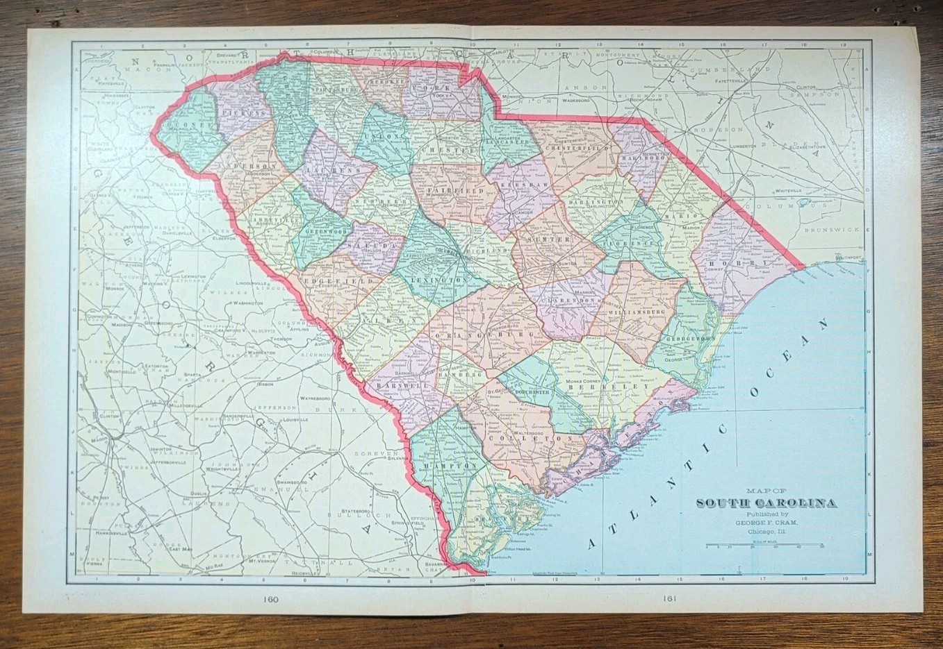 Vintage 1903 SOUTH CAROLINA Map 22\