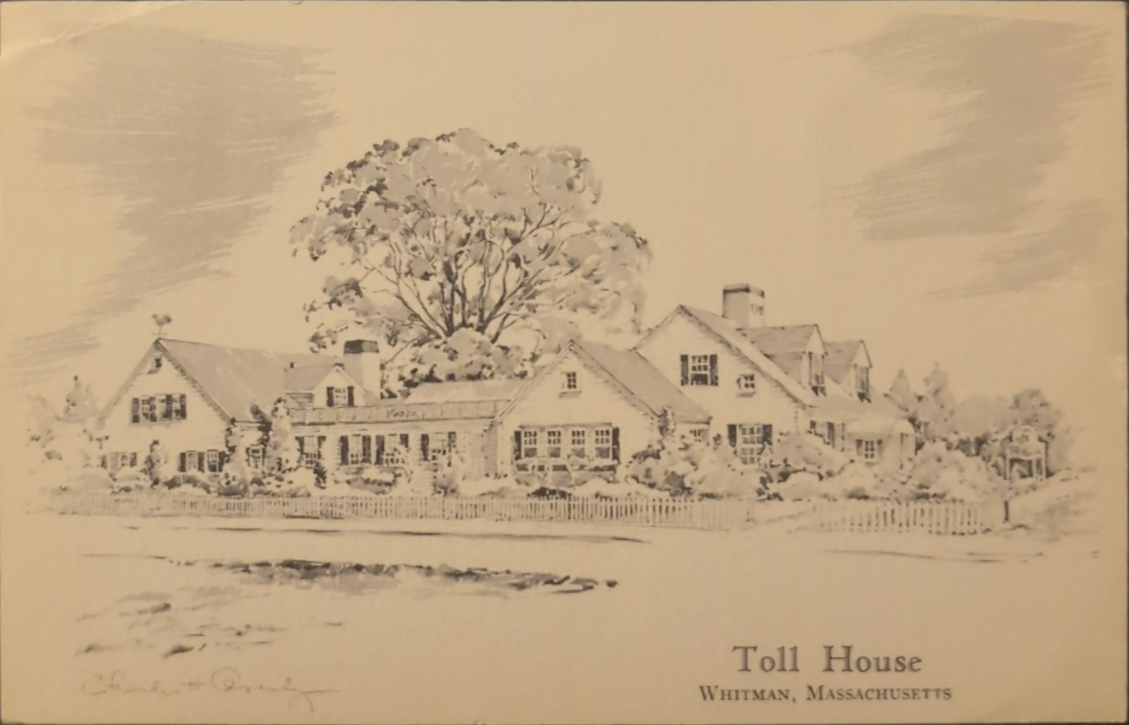 Toll House Whitman Massachusetts Postcard 1954 Postmarked
