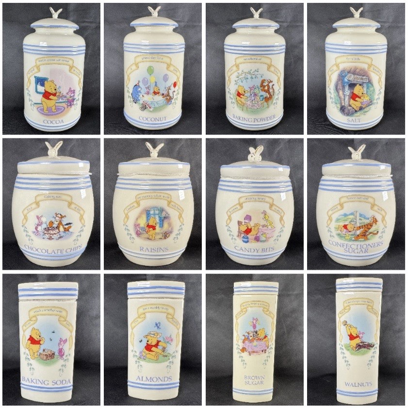 Unused Lenox Disney Set of 12 The Pooh Pantry Canister Fine Porcelain Jars Unused Lenox Disney Set of 12 The Pooh Pantry Canister Fine Porcelain Jars