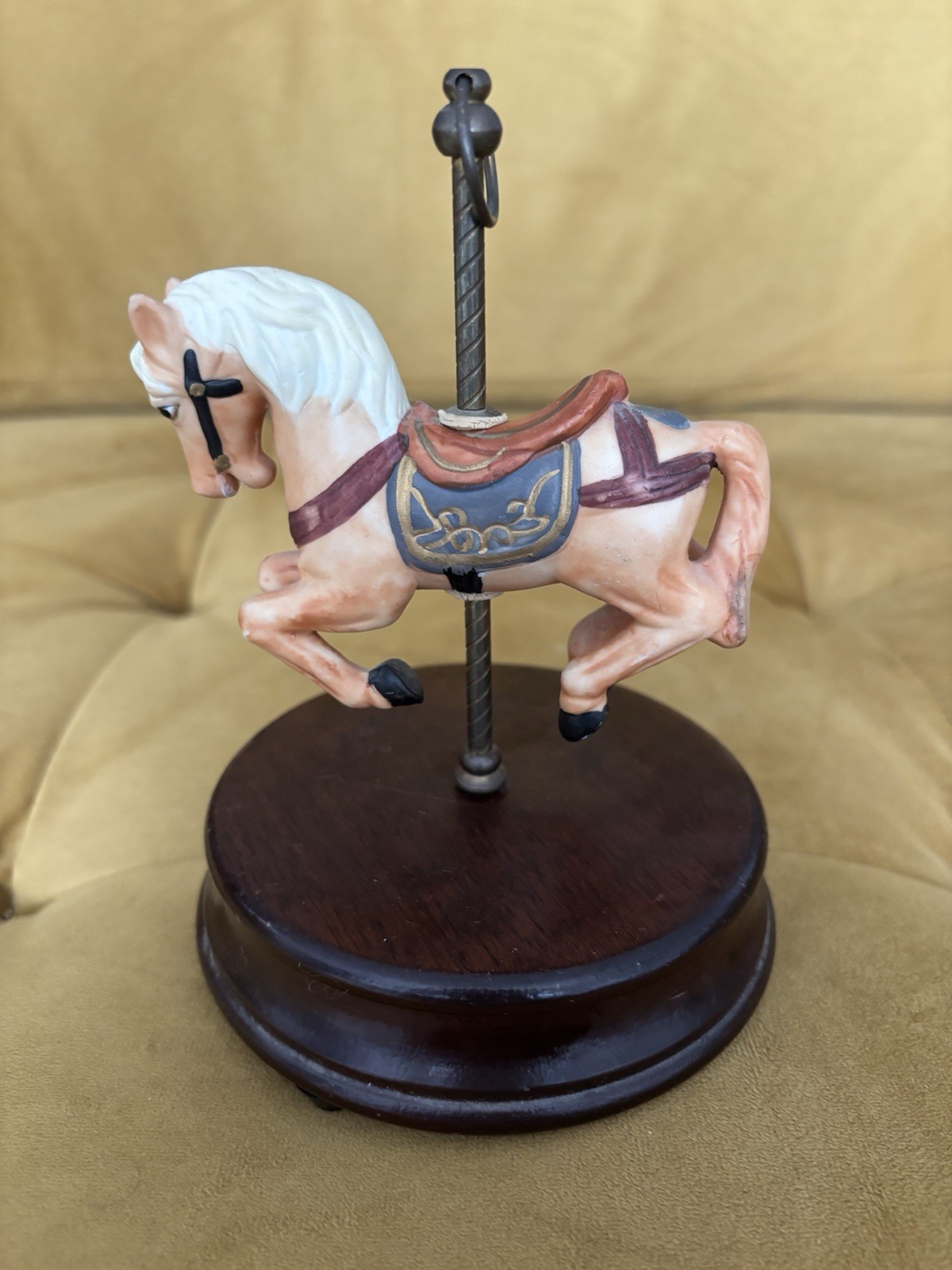 Vintage Porcelain and Wood Carousel Horse Music Box – Playing 