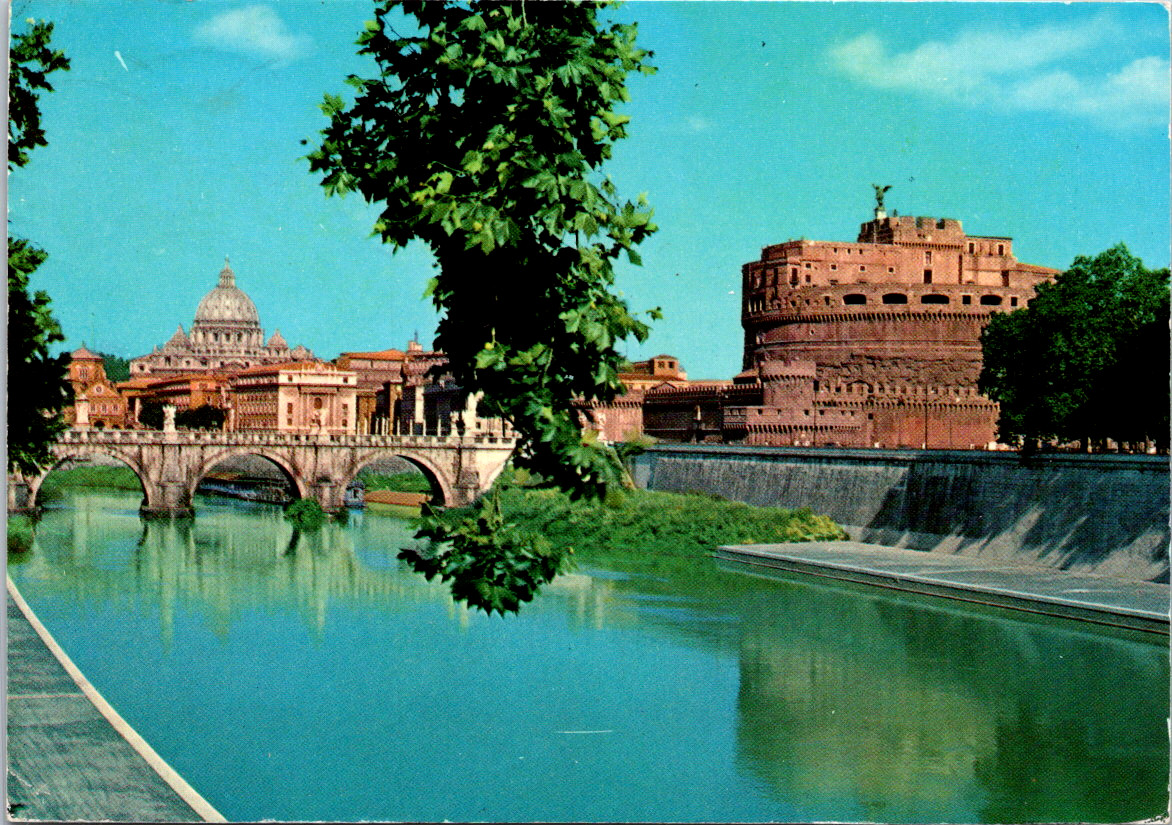 Vintage Postcard Rome Italy Castel Sant\'Angelo River View