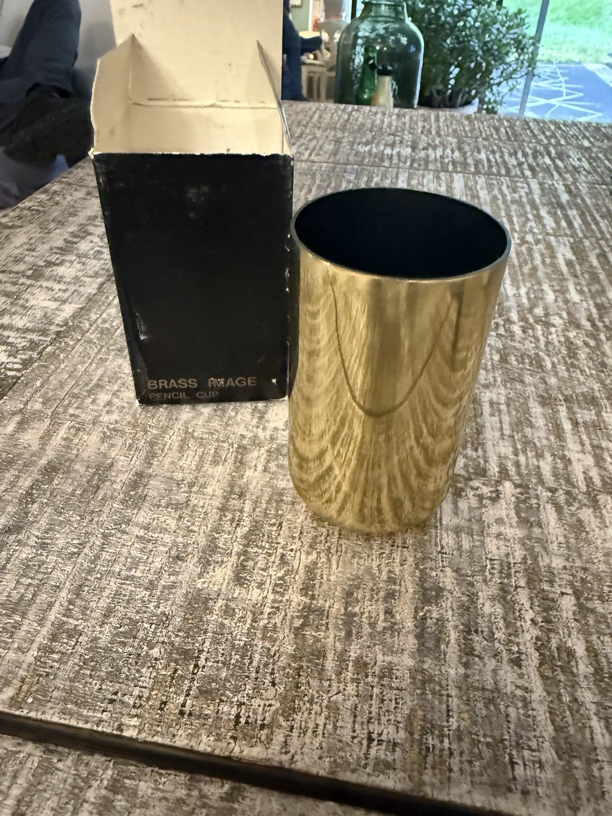 Vintage Brass Image Pencil Cup 4 1/8 In Tall, In Original Box