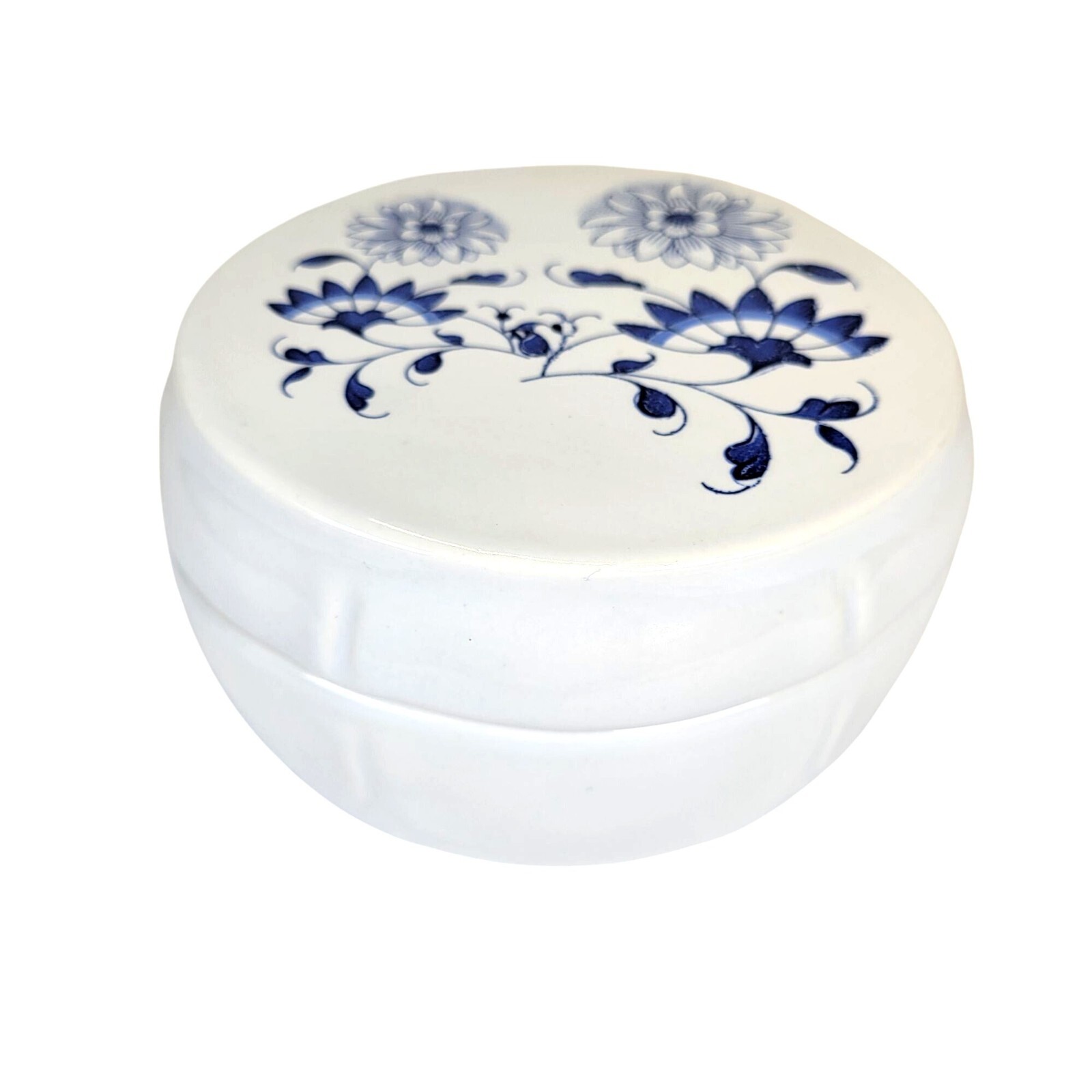 Vtg Federalist White Ceramic Lidded Trinket Dish Ashtray Blue Floral Round 5 Vtg Federalist White Ceramic Lidded Trinket Dish Ashtray Blue Floral Round 5