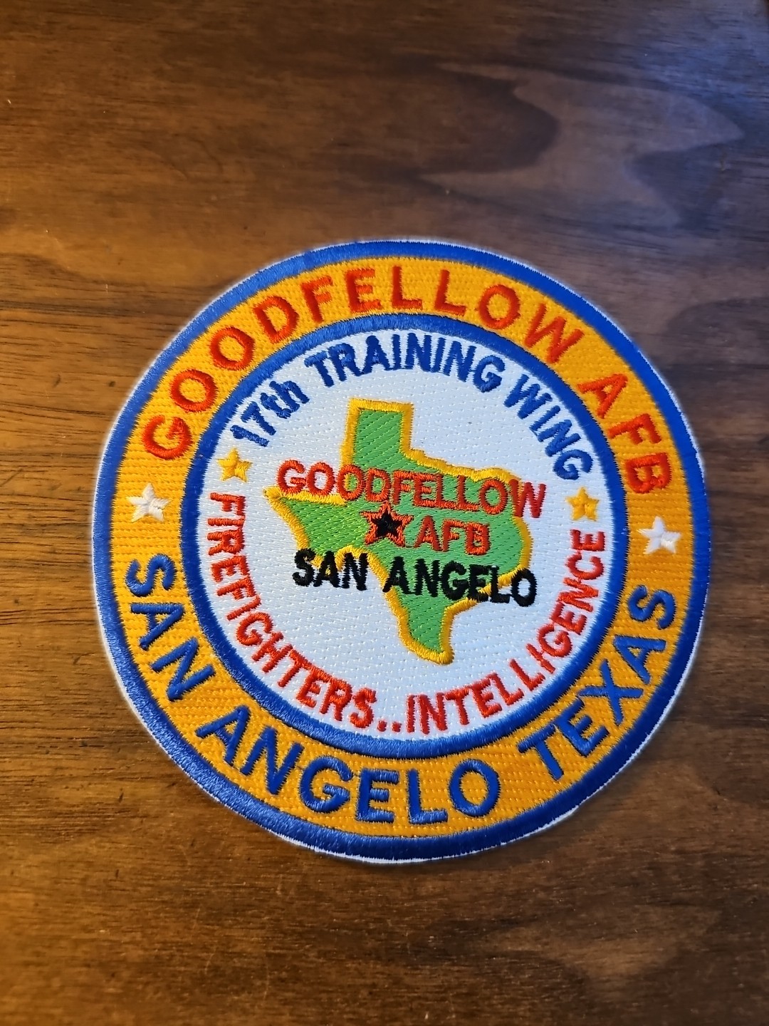 USAF BASE PATCH, GOODFELLOW AFB, TEXAS, FIREFIGHTERS...INTELLIGENCE Y USAF BASE PATCH, GOODFELLOW AFB, TEXAS, FIREFIGHTERS...INTELLIGENCE Y