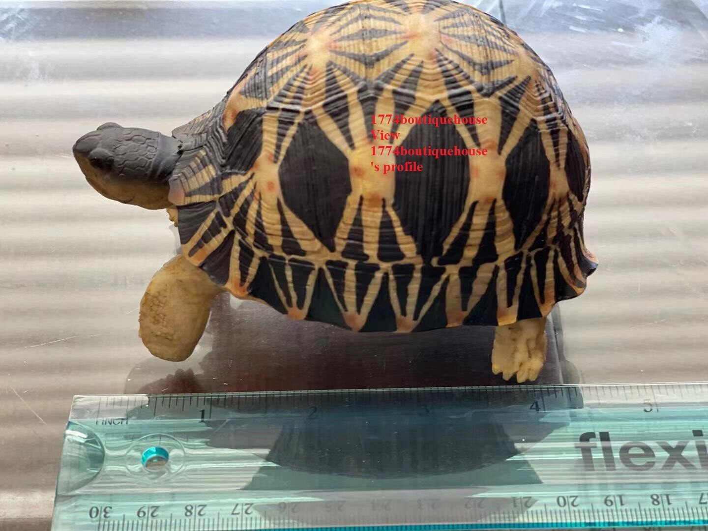 Lifelike Very Cute Radiated Tortoise Statue Reptile resin Figure Decor 5 inch
