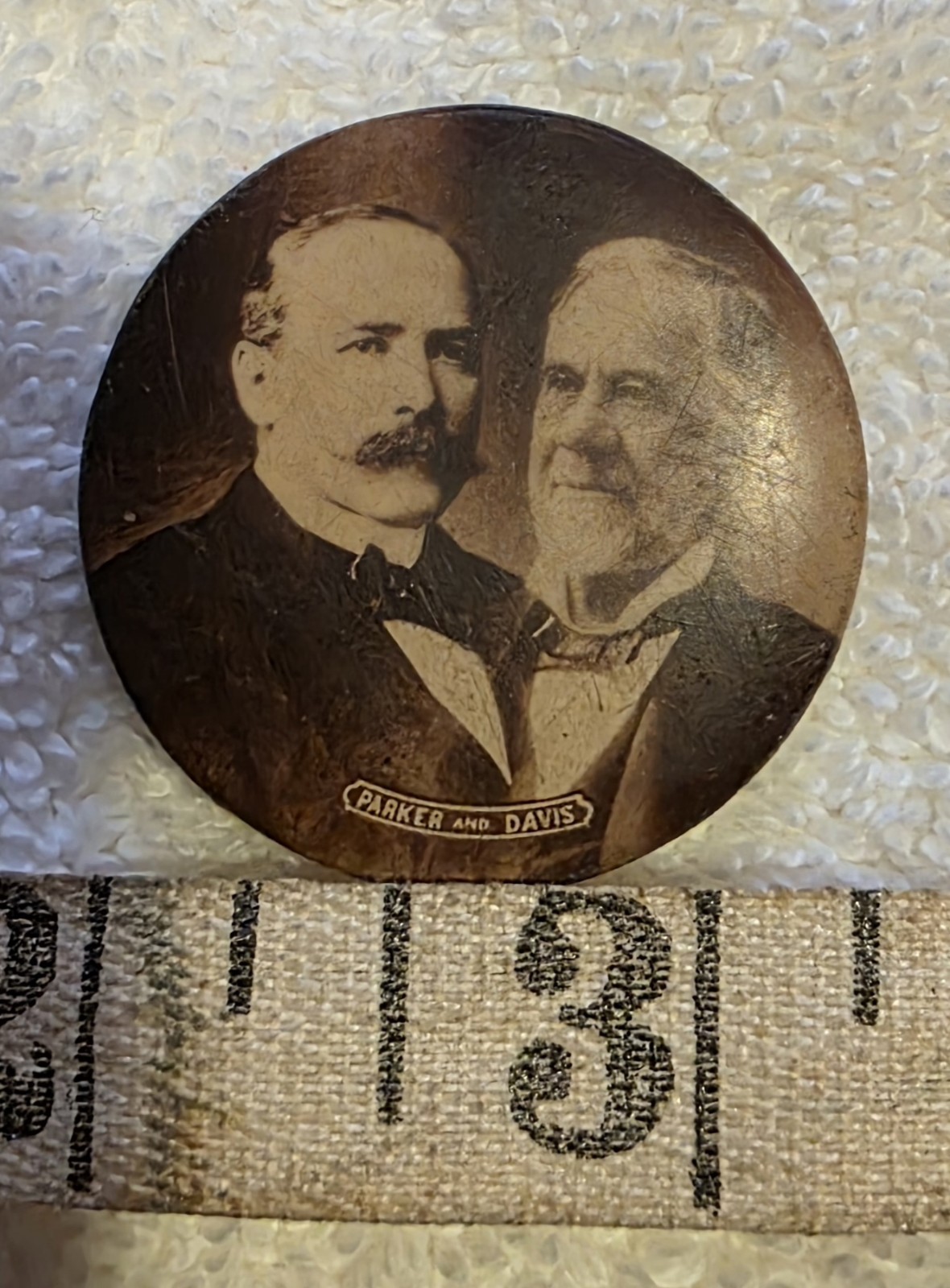 Vintage 1904 Parker and Davis Presidential Election Jugate Pinback Button