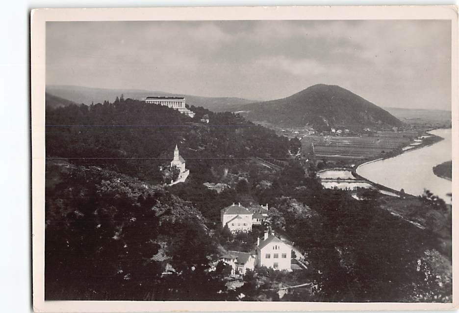 Postcard Distant view of Walhalla Donaustauf Germany