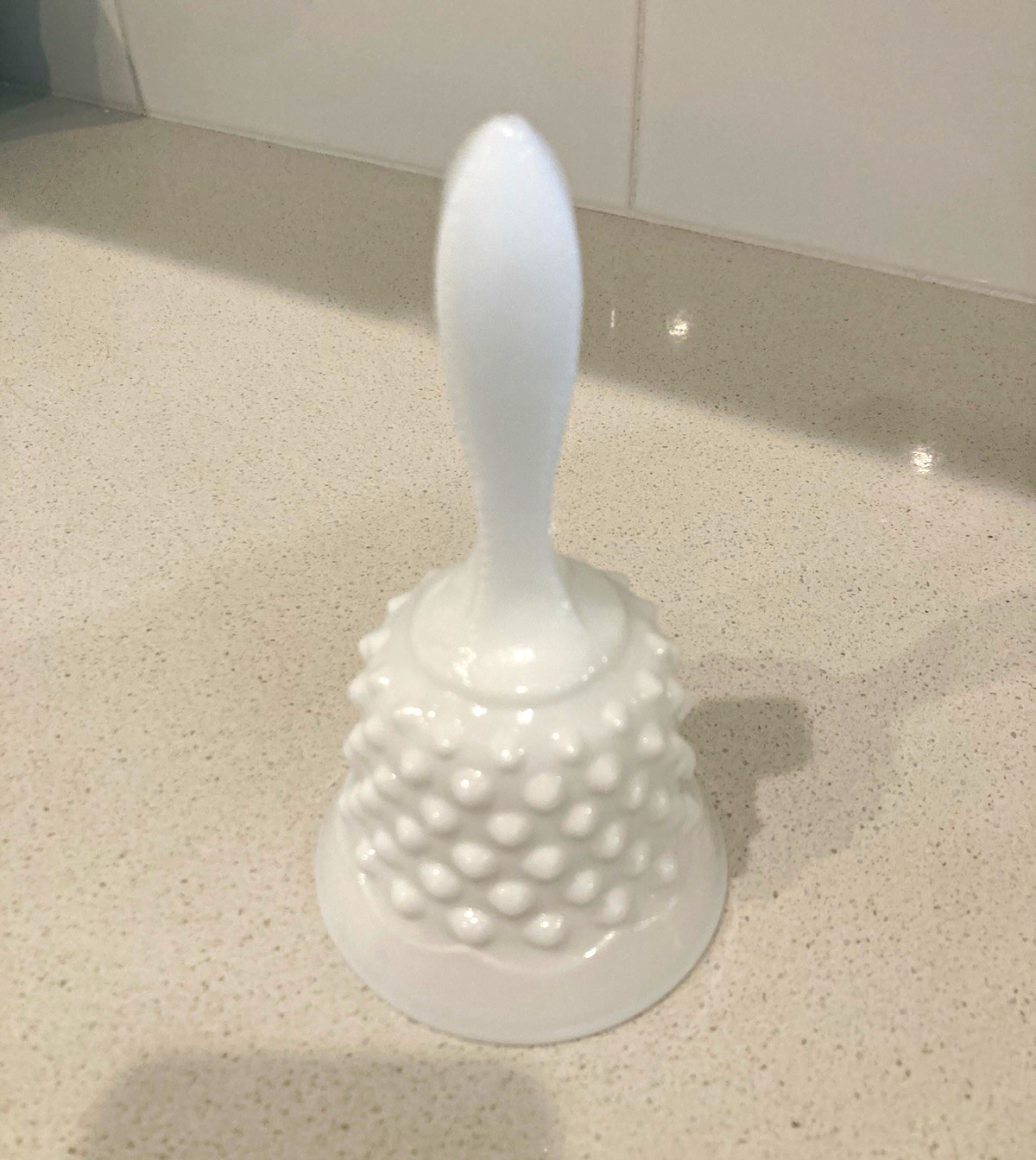 White Hobnail milk glass Bell, likely Fenton