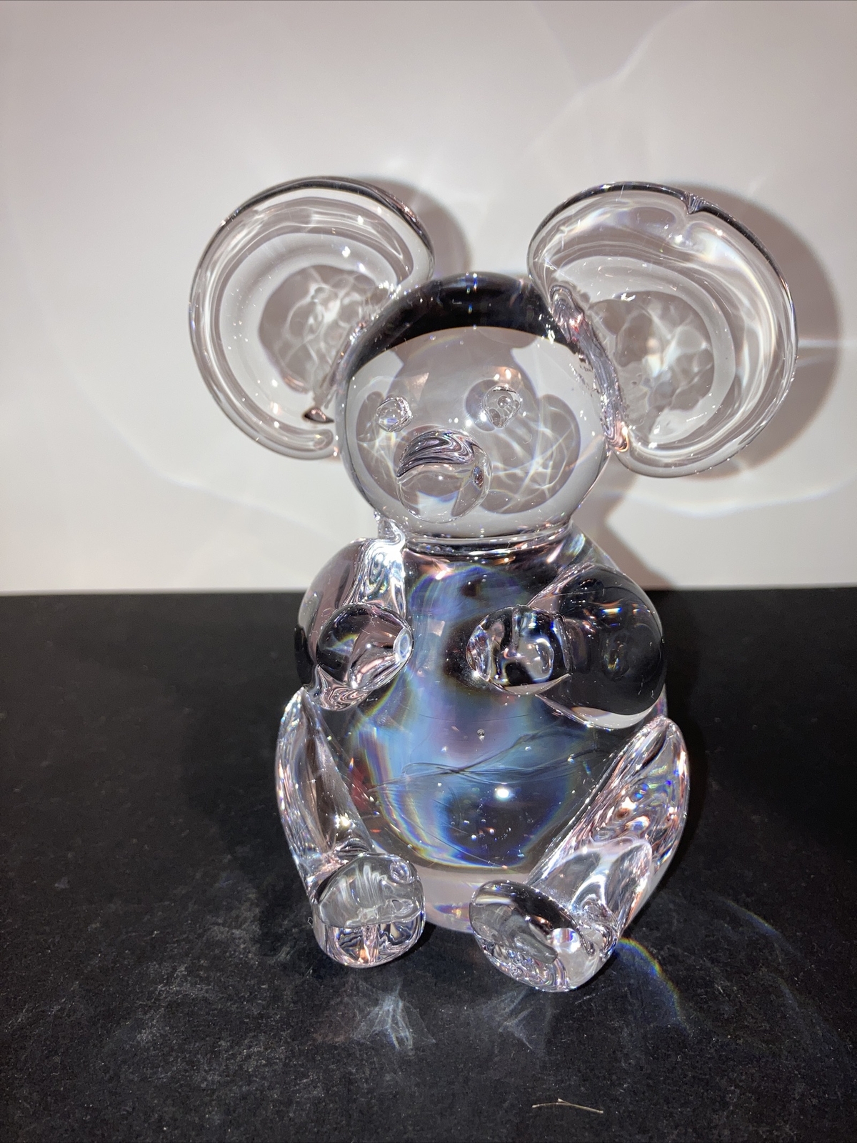 CLEAR SOLID GLASS SITTING KOALA BEAR FIGURINE/PAPERWEIGHT