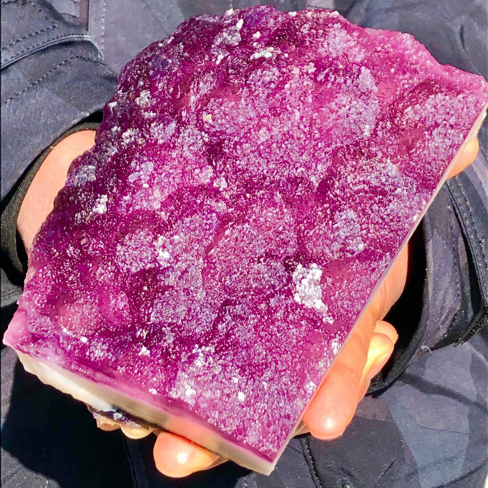2.99lb  Natural purplish red Fluorite Crystal Cluster mineral sample healing
