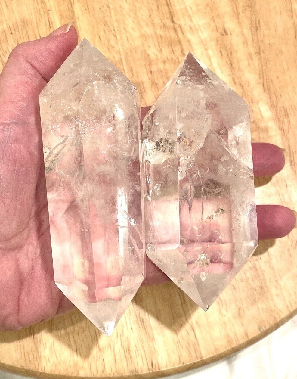 TWO AAA 100% NATURAL CLEAR QUARTZ CRYSTAL WAND POINT Healing New 5” Inches Long
