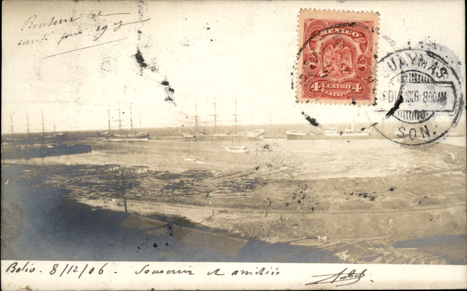 Guaymas Son Mexico Ships c1900s-10s Real Photo Vintage Postcard bhn