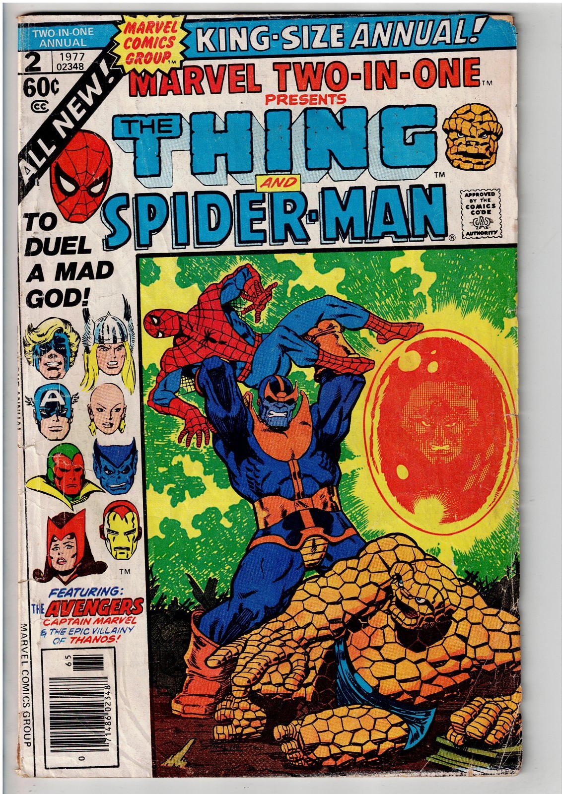 MARVEL TWO-IN-ONE #2 (1977) VG- SIGNED JIM STARLIN DEATH OF THANOS 1ST APPS
