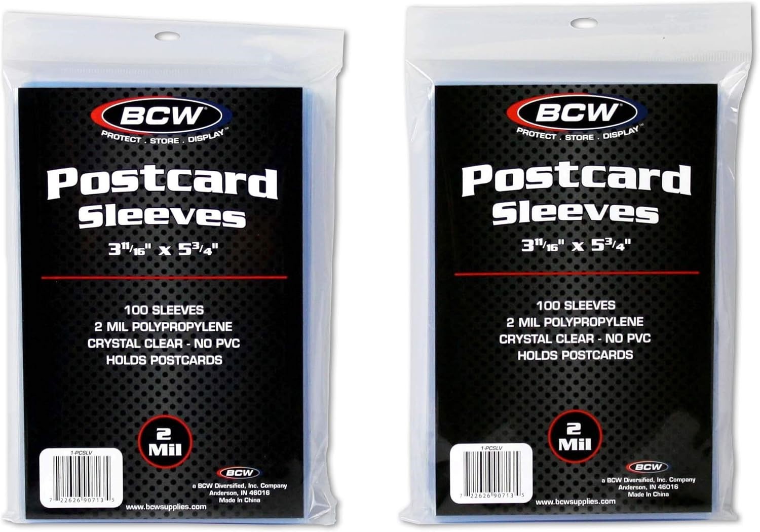 200 Postcard Protection Sleeves Ultra Thin Bags 3 11/16 X 5 3/4 New Holders BCW